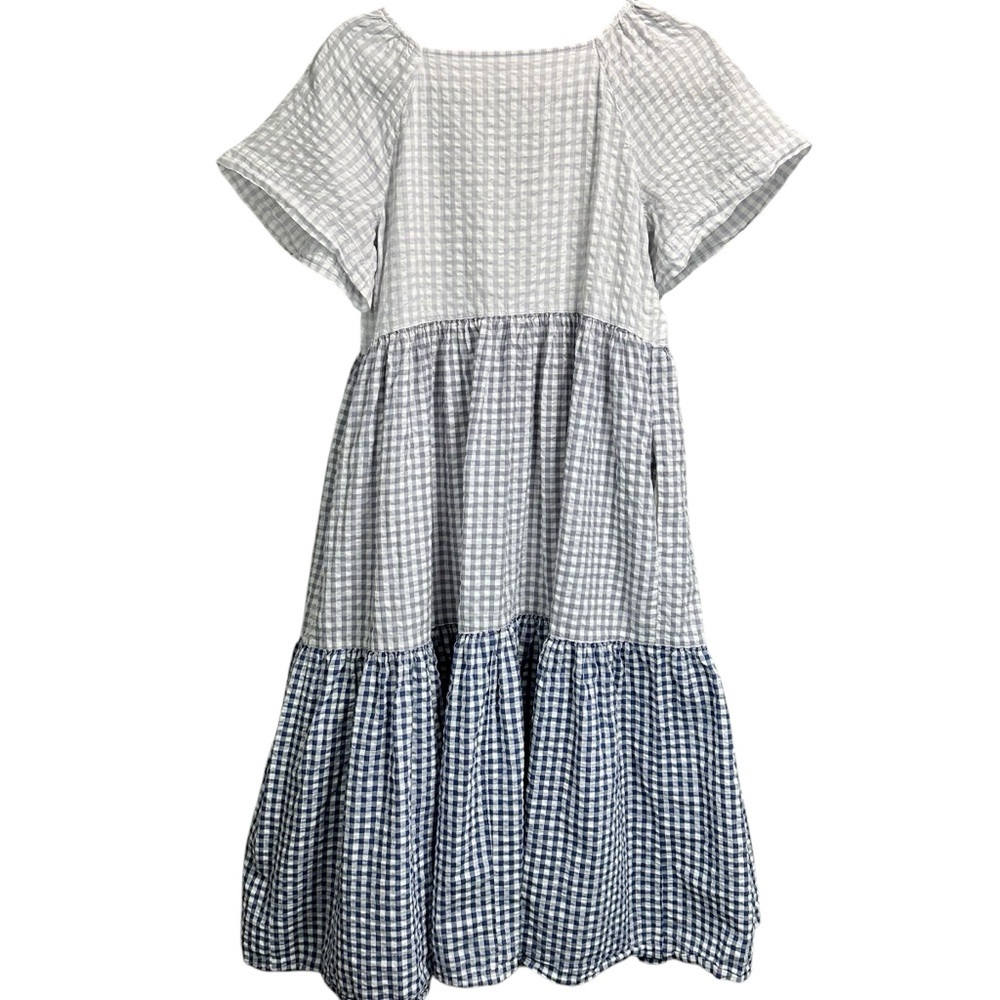 Madewell Patchwork Gingham Button-Front Tiered Mi… - image 6